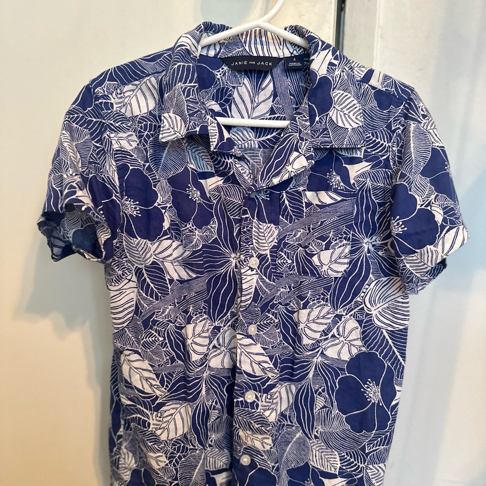 Janie and Jack Blue Floral Kid Shirt